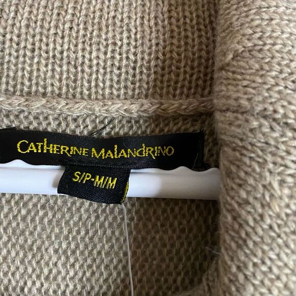 Catherine Malandrino Women's Tan Soft Knit Cowl Neck Poncho - Picture 6 of 9